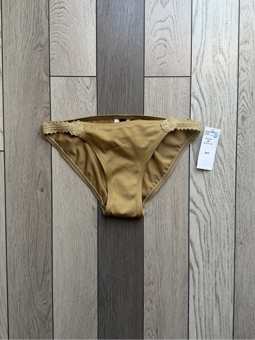 Carmen Marc Valvo Metallic Gold Bikini Bottom size 8